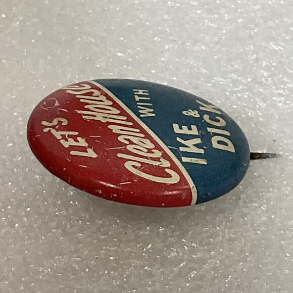 Let’s Clean House With Ike & Dick 1” Vintage Pin Pinback Button GnuCollectibles - Picture 3 of 6